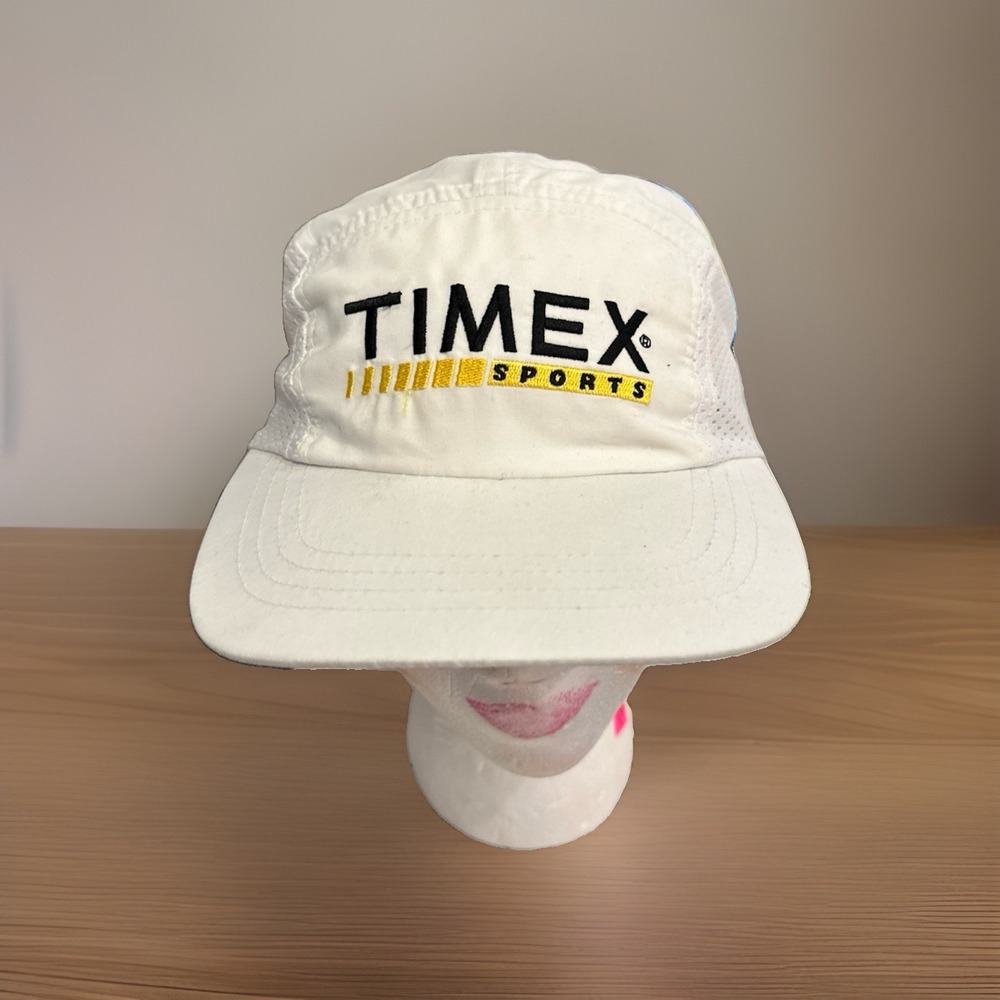 Vintage Timex Sport Men's Panel Hat Cap Strap Back Embroidered White Kona 2001